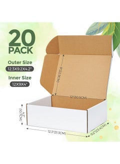 MESHA Shipping Boxes 12X9X4 20 Pack White Cardboard Boxes Corrugated Box For Father'S Day Gift Boxes Small Business Mailing Packaging Mother'S Day Gift Warpping  - Image 3