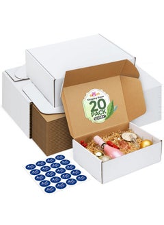 MESHA Shipping Boxes 12X9X4 20 Pack White Cardboard Boxes Corrugated Box For Father'S Day Gift Boxes Small Business Mailing Packaging Mother'S Day Gift Warpping  - Image 1