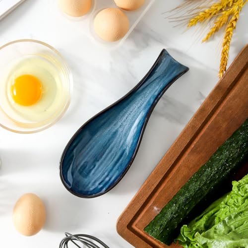 Tikooere Ceramic Spoon Rest for Stove Top,Large 8.7 Inch Spoon Holder for Kitchen Counter,Porcelain Utensil Rest for Thankgiving and Christmas Gift,Dishwasher Safe and Heat-Resistant,Blue(1 PC) - Image 5