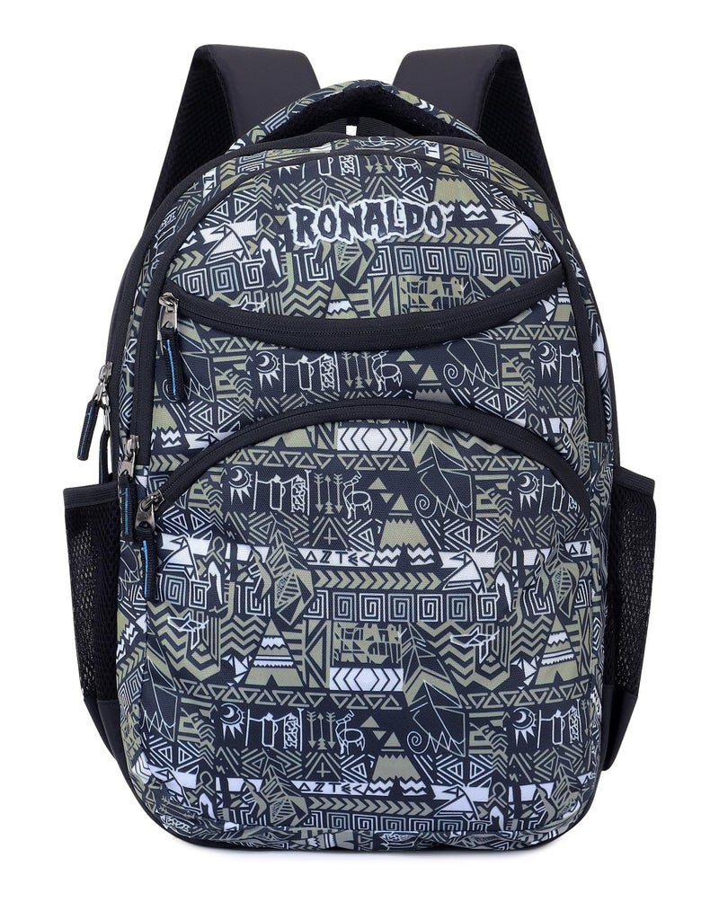 Ronaldo Tribal Warrior School Backpack Black Edition Casual Daypack School Bags for Boys & Girls Office Backpack Multi-Purpose Bag - Image 1