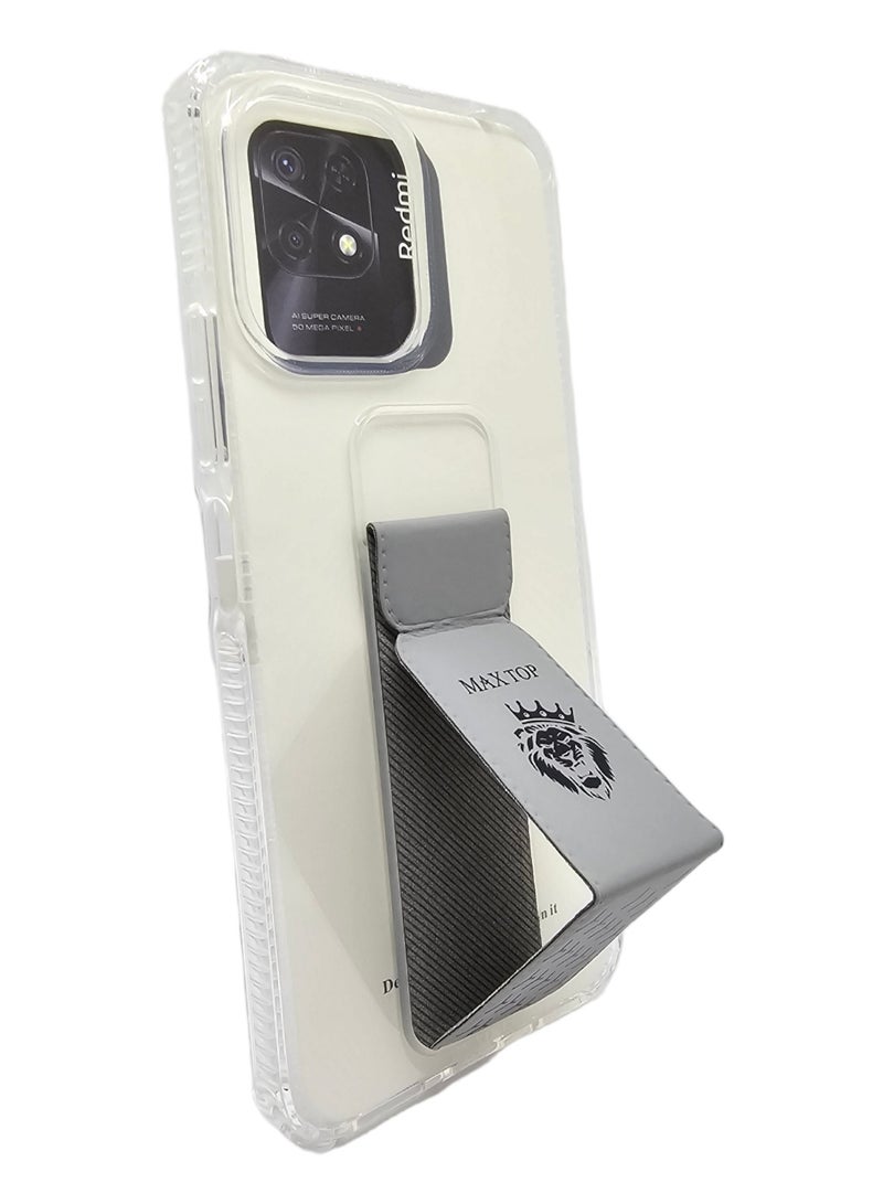 ماكس توب غطاء حماية شفاف مع مسكة لهاتف شاومي ريدمي 12 - شفاف/رمادي - Image 3