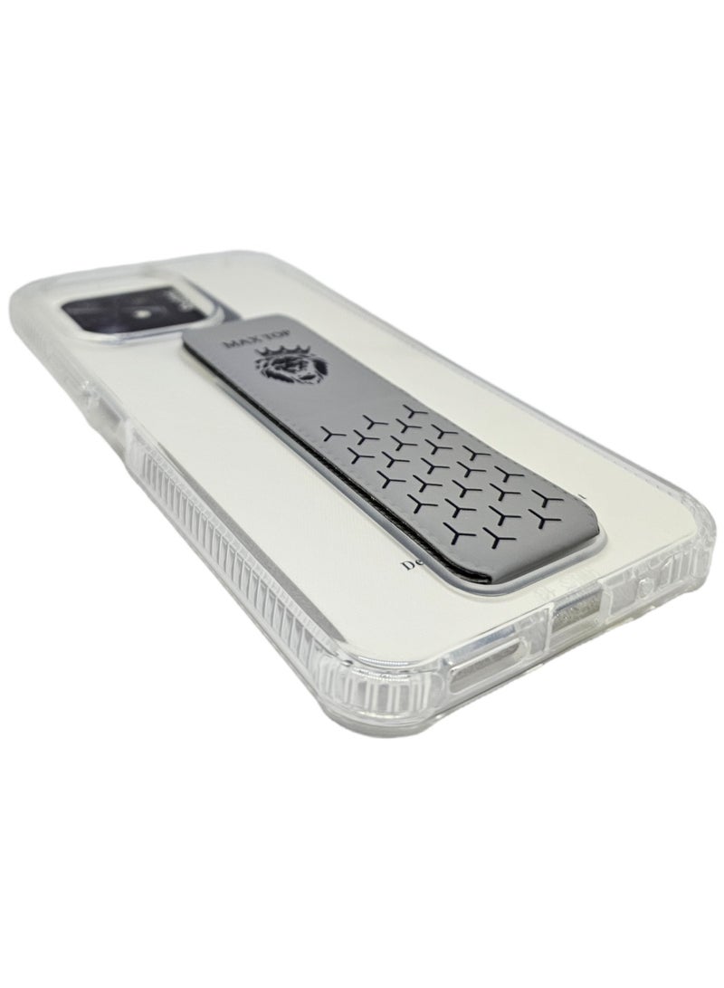 ماكس توب غطاء حماية شفاف مع مسكة لهاتف شاومي ريدمي 12 - شفاف/رمادي - Image 4