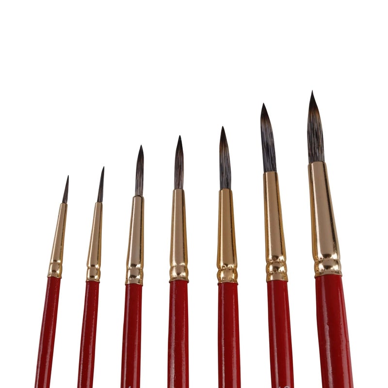 arora Triple Color Artistic Round Synthetic Paint Brush Set of 7 Pieces - Image 4