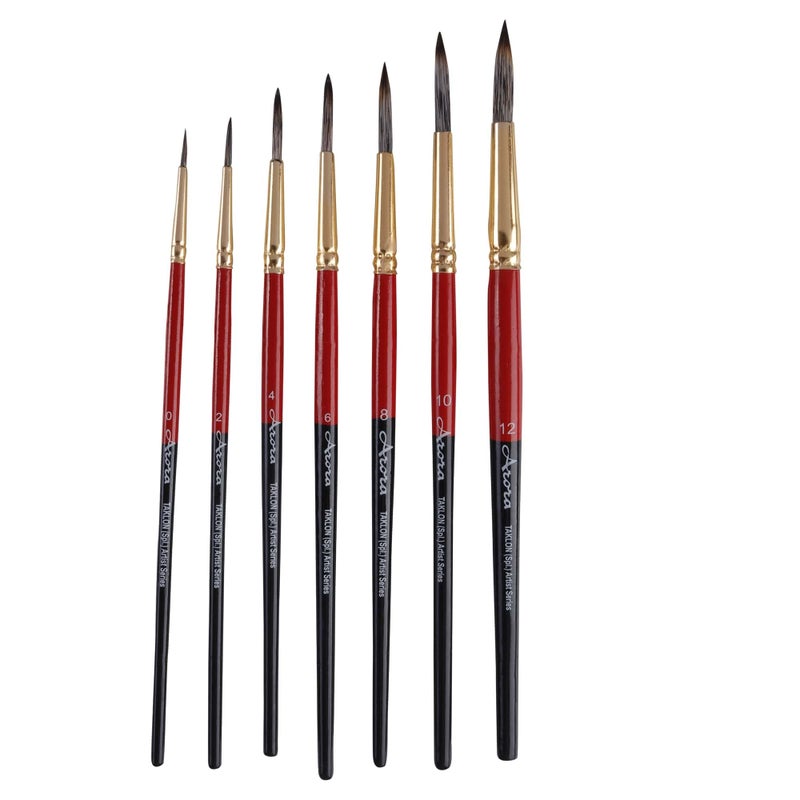 arora Triple Color Artistic Round Synthetic Paint Brush Set of 7 Pieces - Image 3