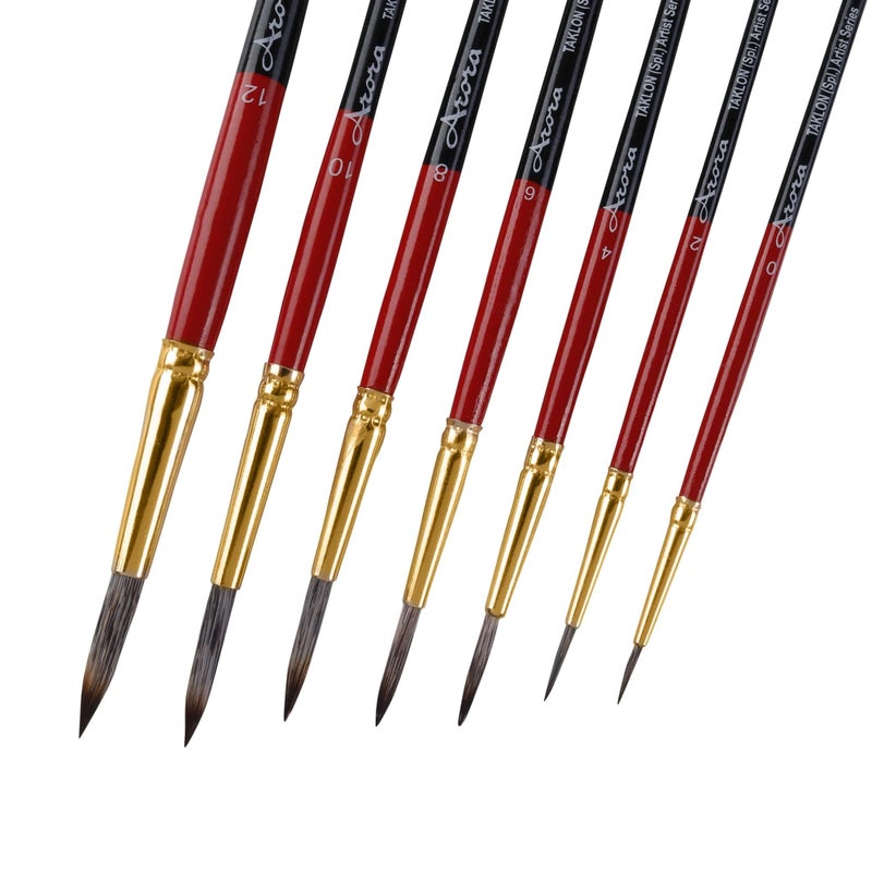 arora Triple Color Artistic Round Synthetic Paint Brush Set of 7 Pieces - Image 2