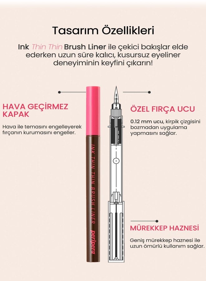 Peripera Ink Thin Thin Brush Liner 002 Brown Film - Image 4