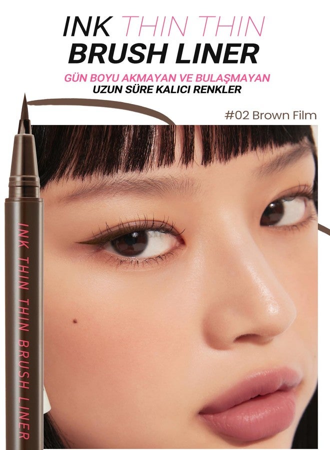 Peripera Ink Thin Thin Brush Liner 002 Brown Film - Image 2
