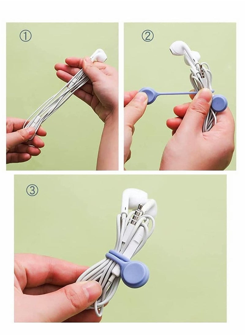 Generic - ربطات كابل مغناطيسية لتنظيم سماعات الرأس وكابلات USB 24 حزمة 8 ألوان مشابك سيليكون قابلة لإعادة الاستخدام - Image 1