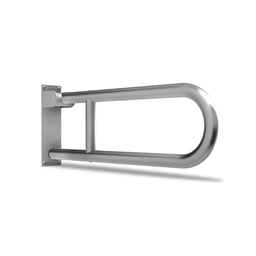 Rehamo Flip Up Nylon Stainless Steel Grab Bar for Bathroom Safety, Handle with Textured Grip Surface | Folding Wall Mounted Toilet Hand Support for Elderly with 1 Year Warranty - Image 1