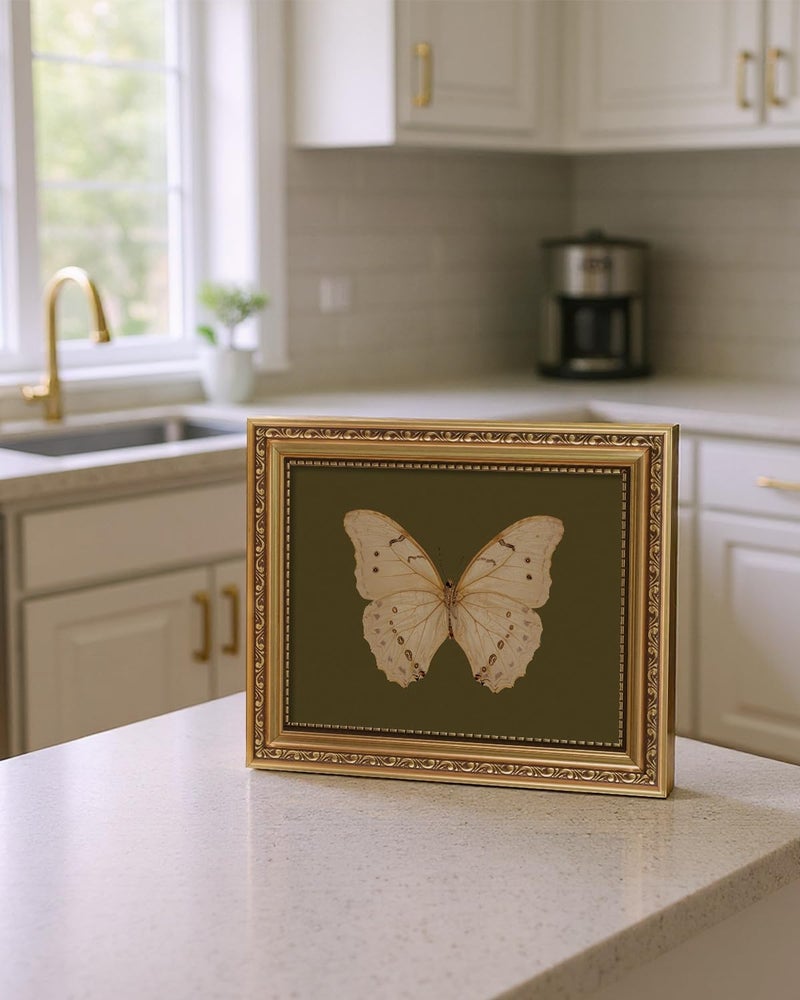 ARPEOTCY Vintage Gold Framed Wall Art, Classical White Butterfly Paintings, 8x10 inch Small Moody Green Canvas Prints with Antique Picture Frame, Victorian Wall Decor for Gallery Living Room Shelf - Image 4