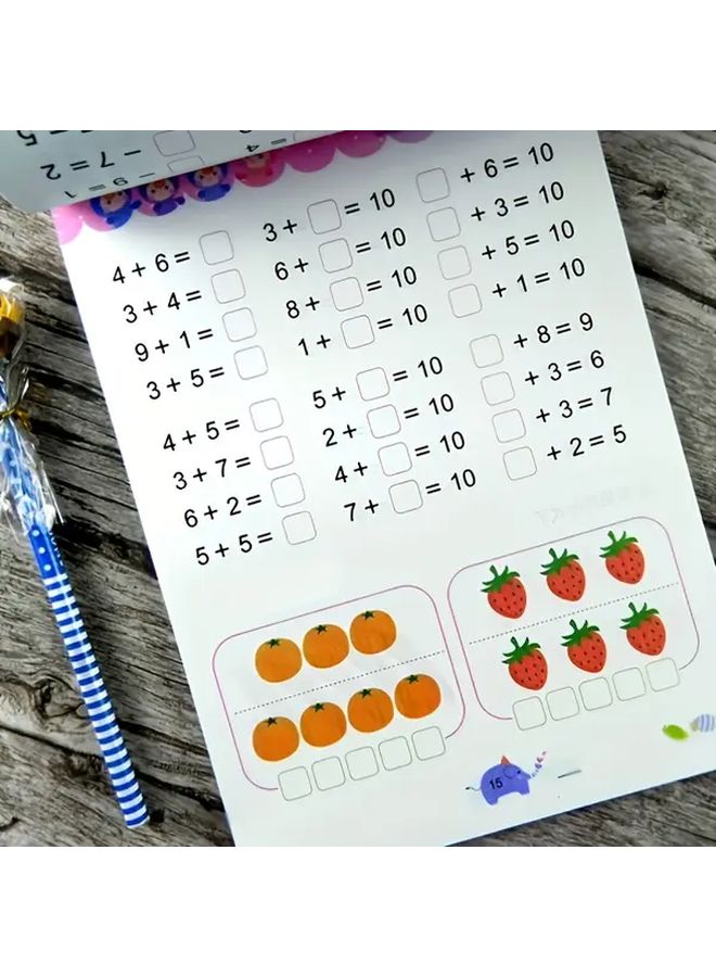 كراسة الرياضيات المكونة من 80 صفحة للأطفال - تمارين الجمع والطرح - لعبة تعليمية تعليمية - Image 3
