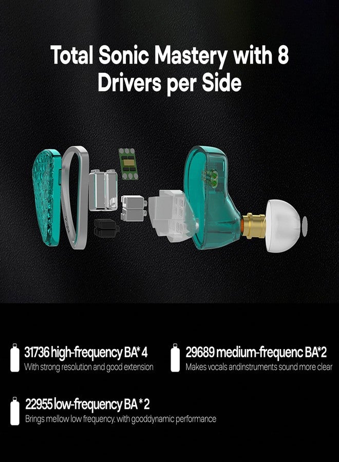 سماعات أذن سلكية Linsoul KZ AS16 Pro، سماعات أذن بمحركات متوازنة 16BA، سماعات أذن داخلية عالية الدقة مع صوت جهير قوي، مزودة بكابل قابل للفصل 0.75 مم ثنائي الدبابيس (أسود، بدون ميكروفون) - Image 5