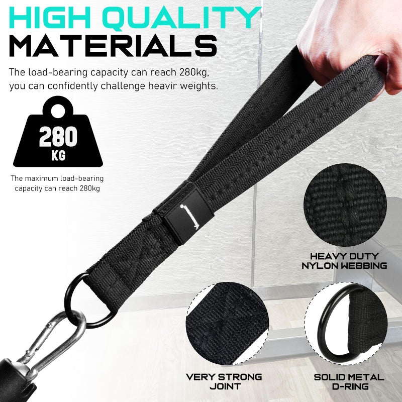 RENRANRING Tricep Rope Cable Attachment Handles for Gym, 13inch Exercise Handles, Tricep Pull Down Attachments Rope for Pilates, Yoga, Strength Trainer, Physical Therapy, Stretch, Recovery-Black - Image 2