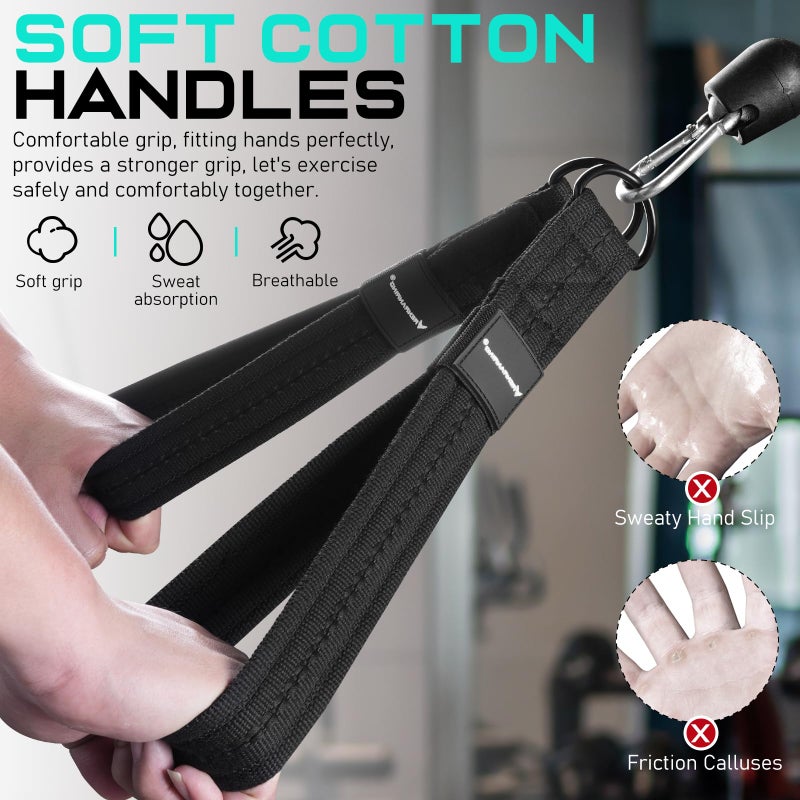 RENRANRING Tricep Rope Cable Attachment Handles for Gym, 13inch Exercise Handles, Tricep Pull Down Attachments Rope for Pilates, Yoga, Strength Trainer, Physical Therapy, Stretch, Recovery-Black - Image 4