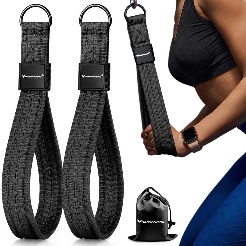 RENRANRING Tricep Rope Cable Attachment Handles for Gym, 13inch Exercise Handles, Tricep Pull Down Attachments Rope for Pilates, Yoga, Strength Trainer, Physical Therapy, Stretch, Recovery-Black - Image 1