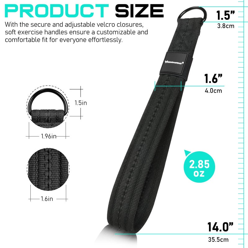 RENRANRING Tricep Rope Cable Attachment Handles for Gym, 13inch Exercise Handles, Tricep Pull Down Attachments Rope for Pilates, Yoga, Strength Trainer, Physical Therapy, Stretch, Recovery-Black - Image 3