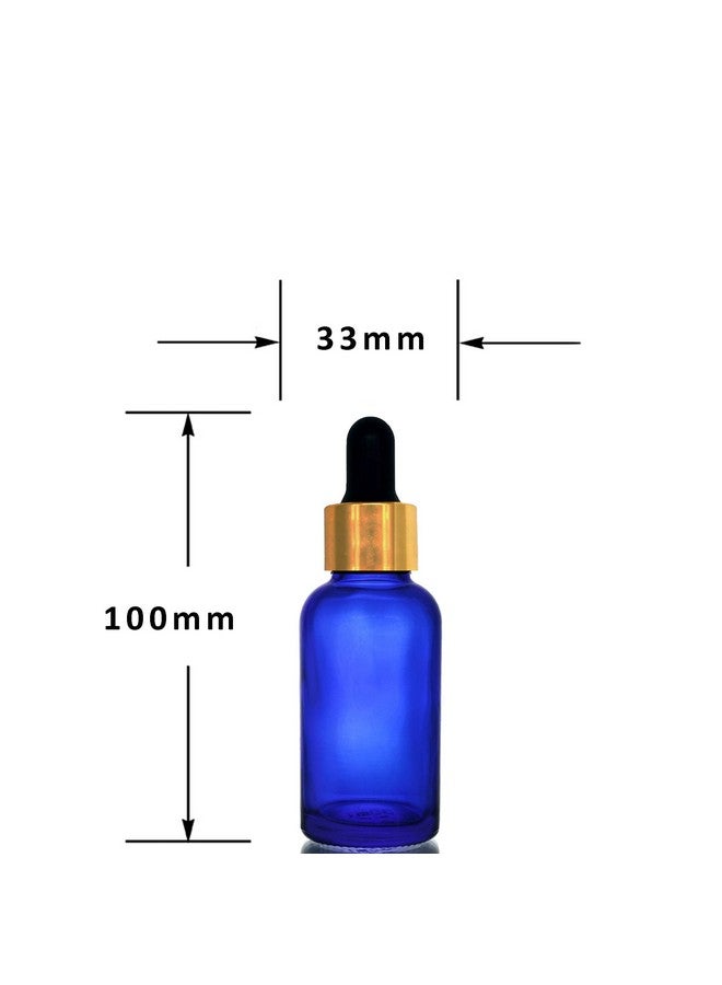 ديفينيز زجاجة ديفينيز الزجاجية الدائرية متعددة الأغراض باللون الأزرق، 30 مل مع قطارة زجاجية سوداء ذهبية (عبوة من 6 قطع)، للجمال والزيوت الأساسية والمزائج والعناية بالبشرة والسفر والتونر ومستحضرات التجميل والمشاريع المنزلية - Image 2