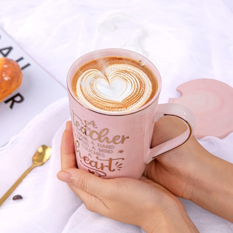 ALBISS Unique Teacher Appreciation Gifts for Women - Best Teachers Christmas Mug for Teachers from Student, 14Oz Pink Marble Ceramic Gold Print Teacher Cup, Birthday Retirement Graduation, Nice Gift Boxed - Image 5