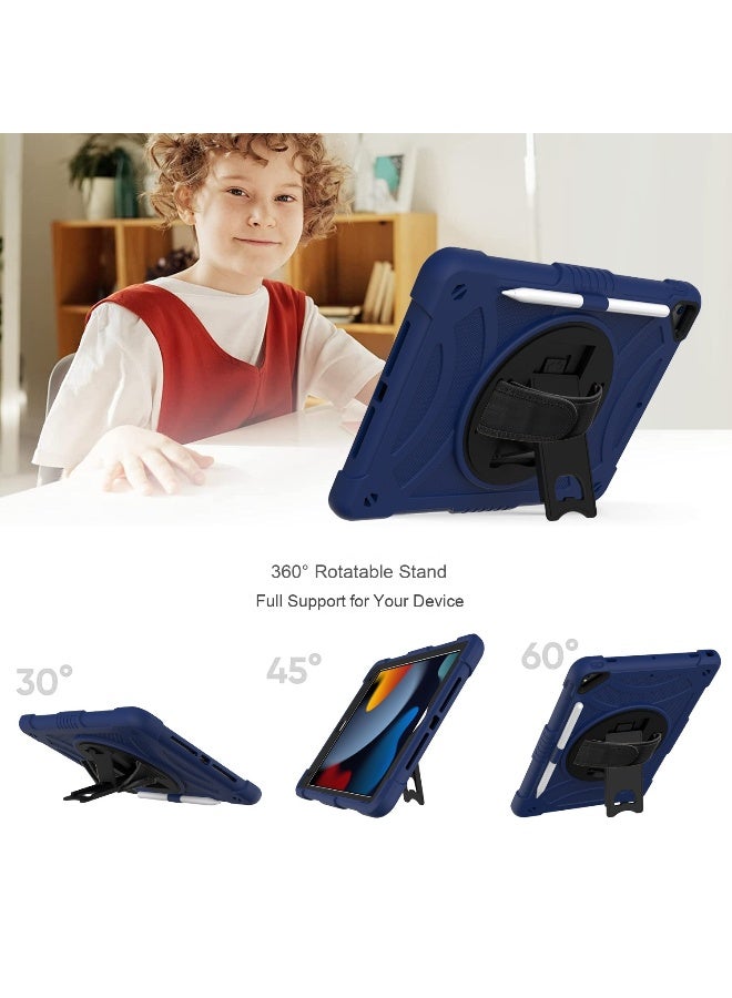 NIBEMINENT Case for ipad 9th/8th/7th Generation 10.2'' Heavy Duty Screen Protector 360° Rotating Stand Handle Pencil Holder Shockproof Drop Protection Shoulder/Hand Strap Durable Kids-Friendly  - Image 2