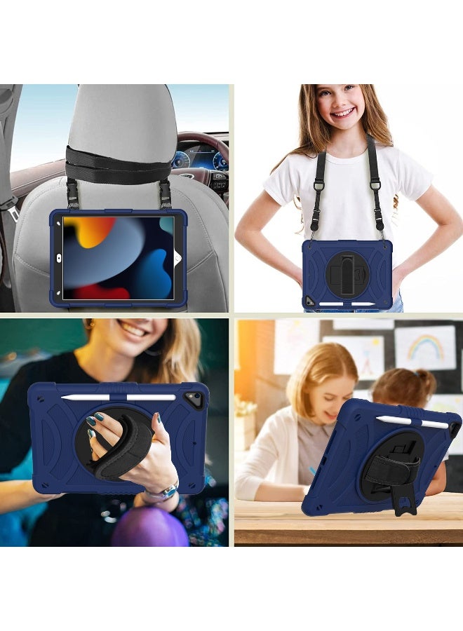 NIBEMINENT Case for ipad 9th/8th/7th Generation 10.2'' Heavy Duty Screen Protector 360° Rotating Stand Handle Pencil Holder Shockproof Drop Protection Shoulder/Hand Strap Durable Kids-Friendly  - Image 3