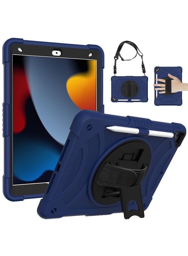 NIBEMINENT Case for ipad 9th/8th/7th Generation 10.2'' Heavy Duty Screen Protector 360° Rotating Stand Handle Pencil Holder Shockproof Drop Protection Shoulder/Hand Strap Durable Kids-Friendly  - Image 1