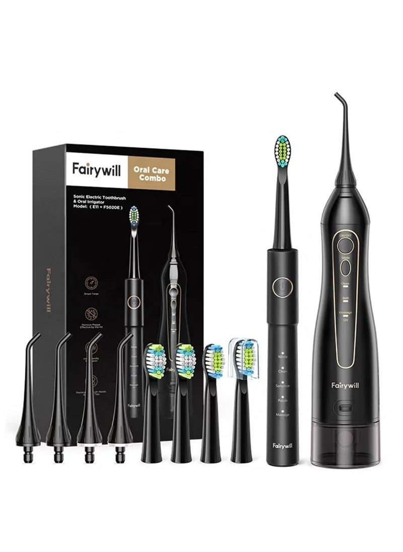 Fairywill - Water Flosser and Electric Toothbrush Combo - Cordless Water Flosser for Teeth - 5 Modes Sonic Electric Toothbrush, 3 Modes Portable Water Floss - Image 1