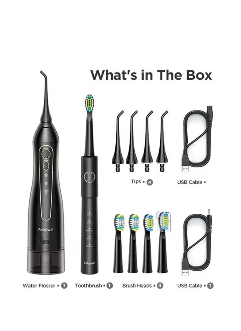 Fairywill - Water Flosser and Electric Toothbrush Combo - Cordless Water Flosser for Teeth - 5 Modes Sonic Electric Toothbrush, 3 Modes Portable Water Floss - Image 1