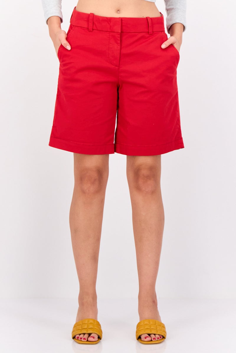 ESPRIT شورتات تشينو نسائية سادة، أحمر - Image 1