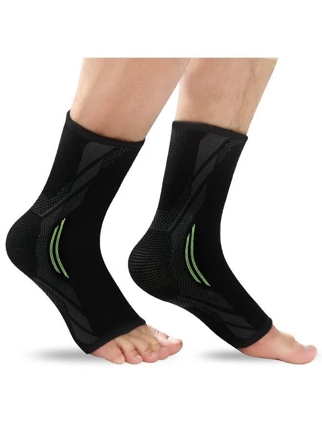 Ankle Compression Braces 1 Pair Ankle Sleeves for Ankle Sprains, Injury Recovery, Joint Pain, Achilles Tendonitis Support, Plantar Fasciitis Socks Reduce Swelling and Heel Pain (L) Nylon - Image 1