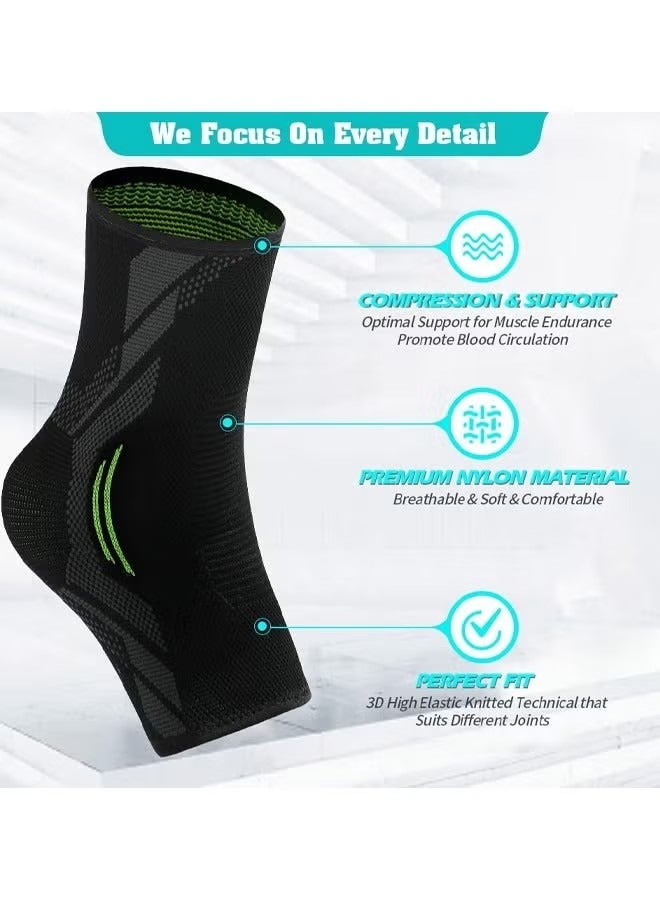 Ankle Compression Braces 1 Pair Ankle Sleeves for Ankle Sprains, Injury Recovery, Joint Pain, Achilles Tendonitis Support, Plantar Fasciitis Socks Reduce Swelling and Heel Pain (L) Nylon - Image 3