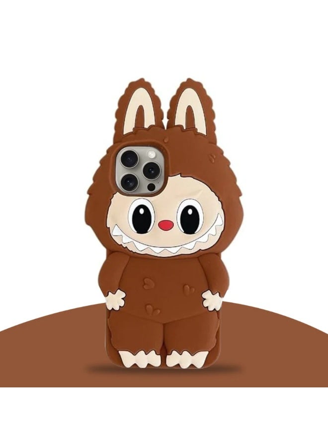 لابوبو جراب Labubu الناعم المصنوع من السيليكون لهاتف iPhone 15 Pro ، جراب Monter ثلاثي الأبعاد مقاوم للانزلاق ومضاد للانزلاق، جراب رائع وجميل وفريد ​​من نوعه للأطفال والمراهقين - Image 3