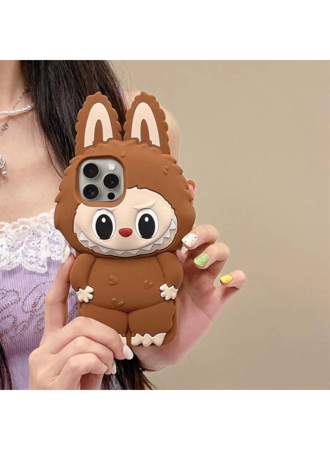 لابوبو جراب Labubu الناعم المصنوع من السيليكون لهاتف iPhone 15 Pro ، جراب Monter ثلاثي الأبعاد مقاوم للانزلاق ومضاد للانزلاق، جراب رائع وجميل وفريد ​​من نوعه للأطفال والمراهقين - Image 1