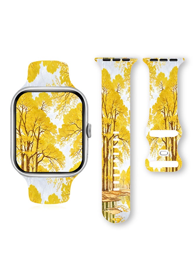 Generic Psychedelic Boho Floral Soft Silicone Band for Apple Watch10 9 8 7 6 5 Ultra SE Size 38 40 41 42 44 45 49mm Suitable for All iWatch  - Image 1