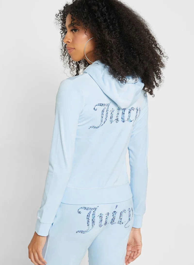 Juicy Couture Logo Zip Through Hoodie