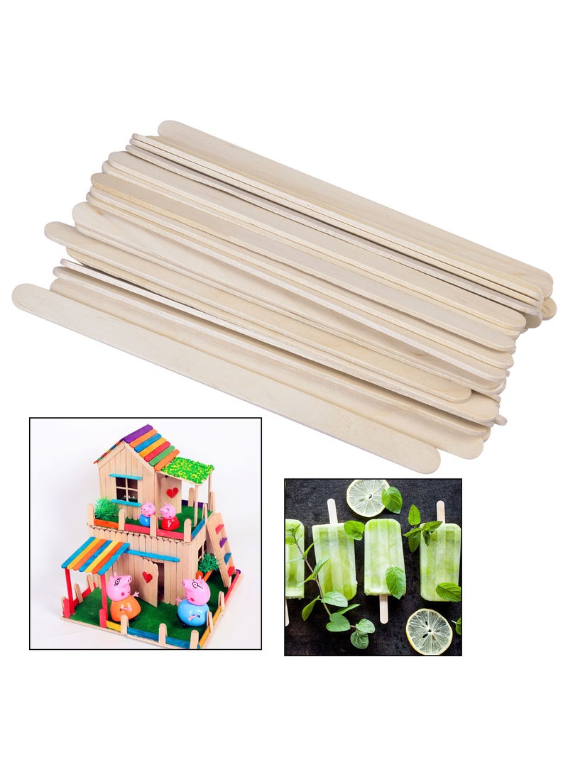 100 قطعة من عيدان المصاصة الخشبية، 1 × 16 سم، أعواد متعددة الاستخدامات لصنع الآيس كريم، تقليب القهوة، والمشاريع الحرفية - Image 3