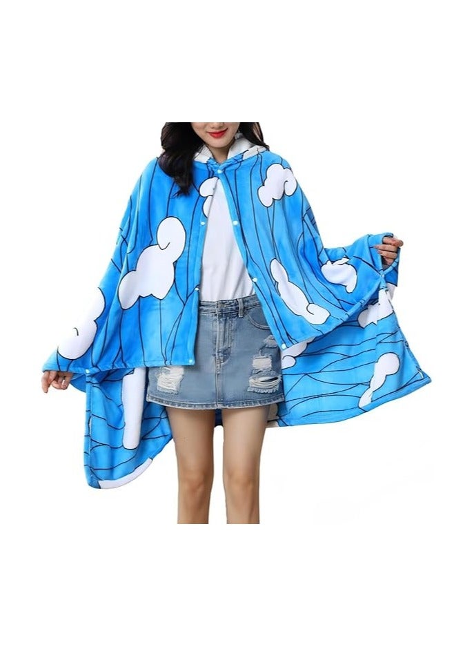 عام **تغطية بطانية قناع الأنمي الشيطاني قابلة للارتداء، بطانية تانجيرو لعرض الكوستوميز، عباءة وشاح للاسترخاء، خرقة نوم بحجم 160*100 سم / 63*40 بوصة** - Image 1