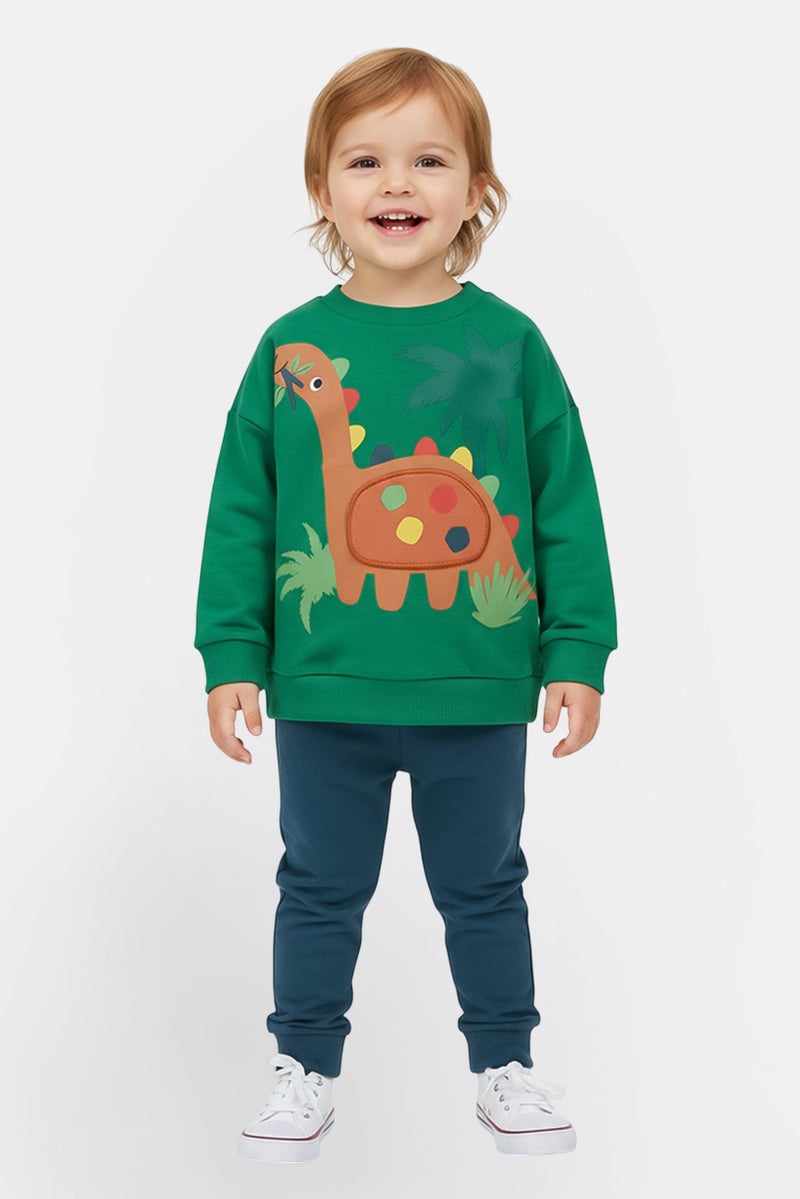 Lily & Jack Toddlers Girl 2 Pieces Textured Sweatshirt And Pants Set, Green - Image 1