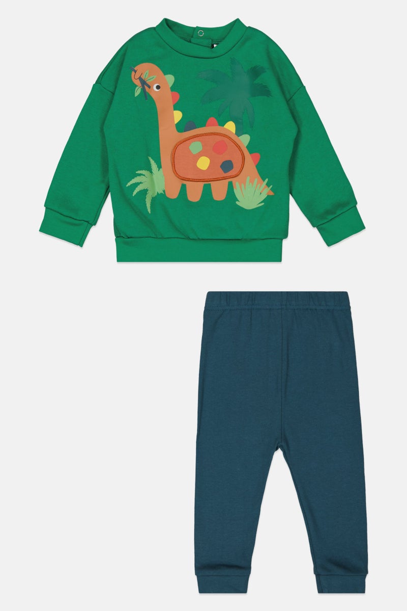 Lily & Jack Toddlers Girl 2 Pieces Textured Sweatshirt And Pants Set, Green - Image 2