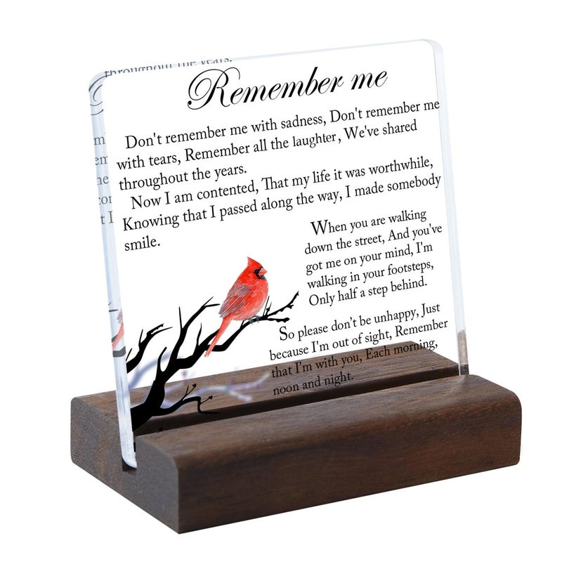 LNOKRIM Sympathy Gifts, Cardinal Sympathy Gift, Memorial Gifts for Loss of Loved One Condolence Grief Bereavement Present in Memory of Mother Father Husband Wife - Clear Plaque Sign With Wooden Stand - Image 1