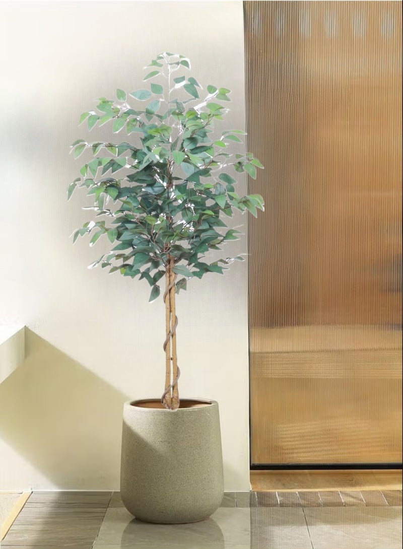 Generic 150cm Artificial Ficus Tree in Black Plastic Pot - Realistic Silk Faux Plant with Lifelike Leaves , Low-Maintenance Indoor/Outdoor Decor for Home, Office, Garden - Includes Sturdy Nursery Planter (1 Pack)  - Image 2