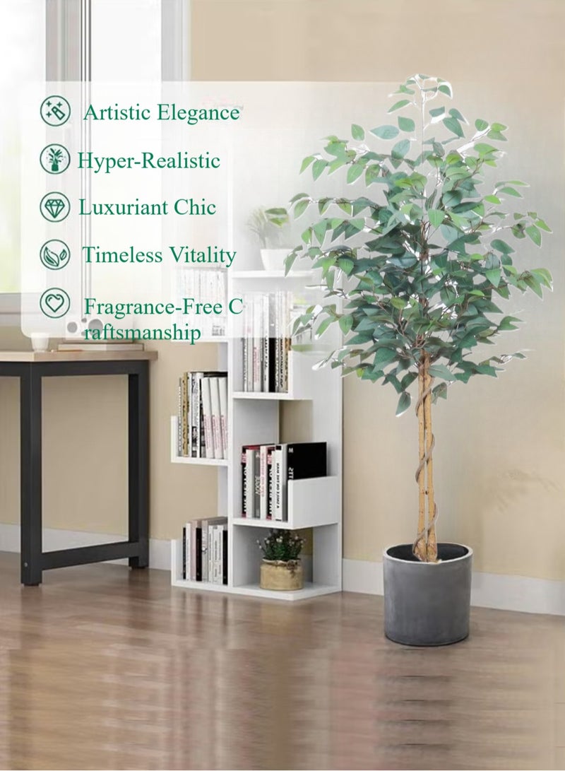 Generic 150cm Artificial Ficus Tree in Black Plastic Pot - Realistic Silk Faux Plant with Lifelike Leaves , Low-Maintenance Indoor/Outdoor Decor for Home, Office, Garden - Includes Sturdy Nursery Planter (1 Pack)  - Image 4