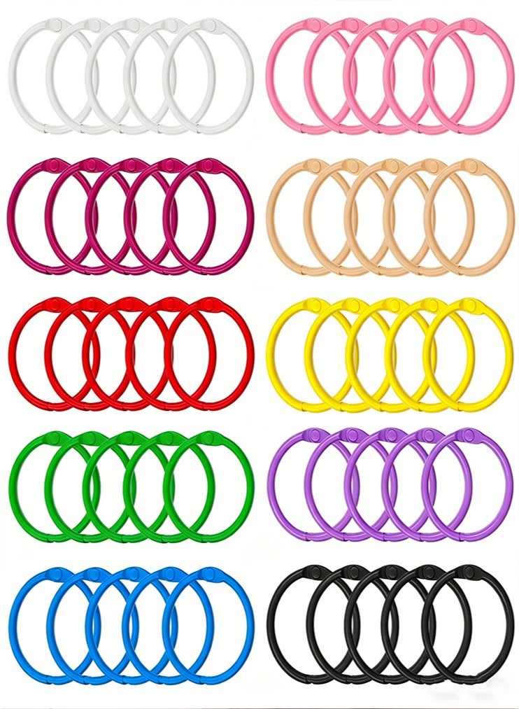 50 Pack 1.2 Inch Binder Rings, Colorful Metal Book Rings for Flashcards & Index Cards, Loose Leaf Notebook Rings, Sturdy Small O-Rings for School, Home and Office (10 Colors) - Image 1