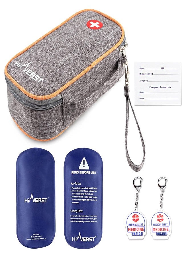 Hiverst Insulin Cooler Bag with 2 Ice Packs, Diabetes Medication Organizer Keeps Insulin Cold for Long Time, Large Capacity Portable Medicine Storage with Medical Alert Keychains, Water-Resistant (X-Large) - Image 1
