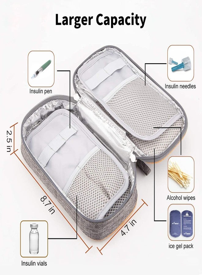 Hiverst Insulin Cooler Bag with 2 Ice Packs, Diabetes Medication Organizer Keeps Insulin Cold for Long Time, Large Capacity Portable Medicine Storage with Medical Alert Keychains, Water-Resistant (X-Large) - Image 3