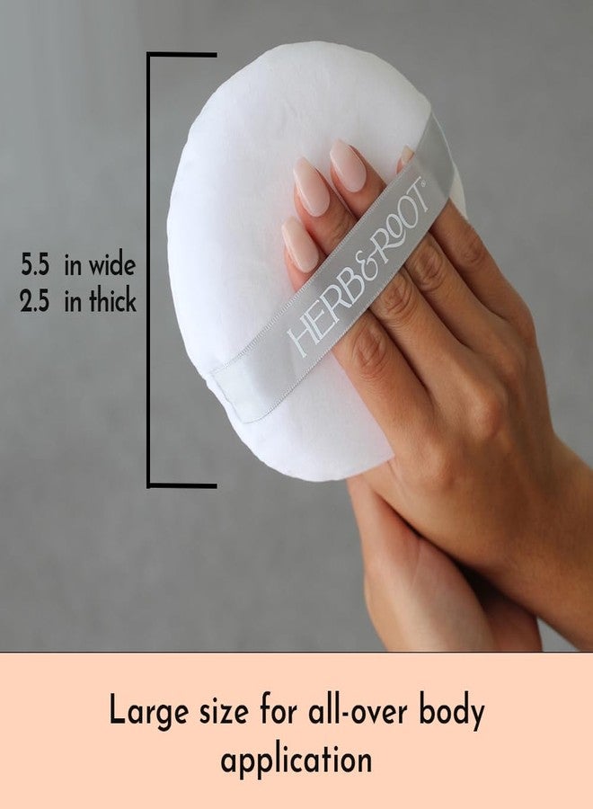 Herb & Root Large Powder Puff (6 inch) and Matching Satin Carrying Bag for Loose Body Powder. Super Soft Puff Made with Premium Velour, Satin Ribbon Handle. Great for Travel, Herb & Root… - Image 2