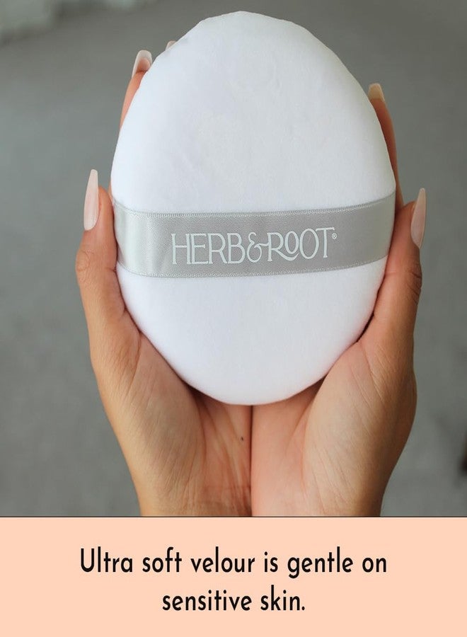 Herb & Root Large Powder Puff (6 inch) and Matching Satin Carrying Bag for Loose Body Powder. Super Soft Puff Made with Premium Velour, Satin Ribbon Handle. Great for Travel, Herb & Root… - Image 3