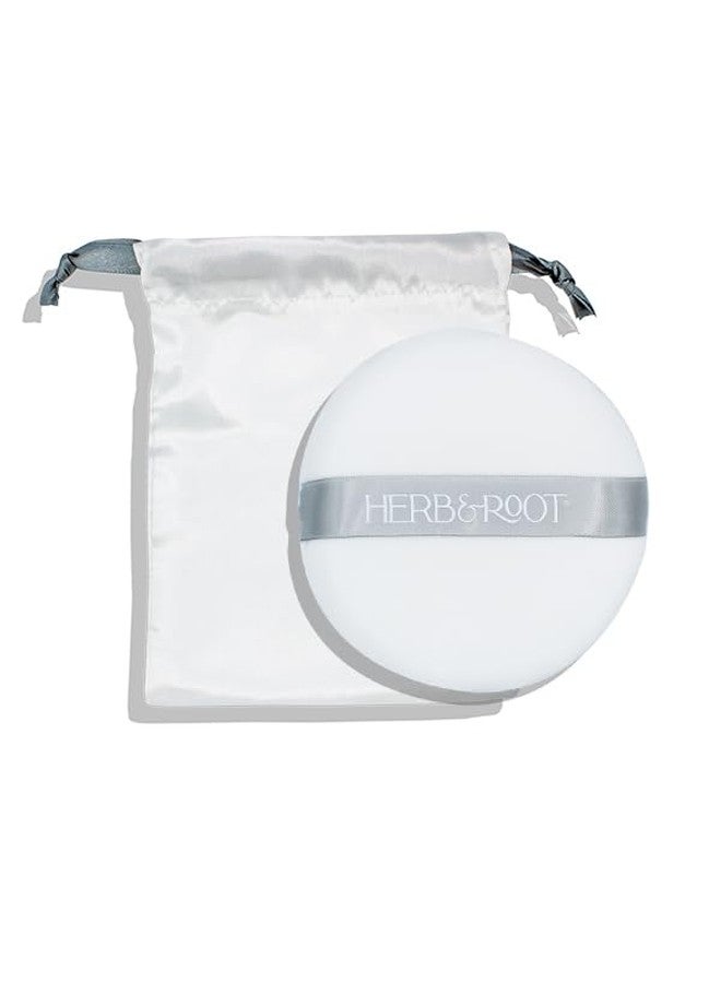 Herb & Root Large Powder Puff (6 inch) and Matching Satin Carrying Bag for Loose Body Powder. Super Soft Puff Made with Premium Velour, Satin Ribbon Handle. Great for Travel, Herb & Root… - Image 1