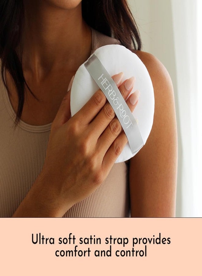 Herb & Root Large Powder Puff (6 inch) and Matching Satin Carrying Bag for Loose Body Powder. Super Soft Puff Made with Premium Velour, Satin Ribbon Handle. Great for Travel, Herb & Root… - Image 4