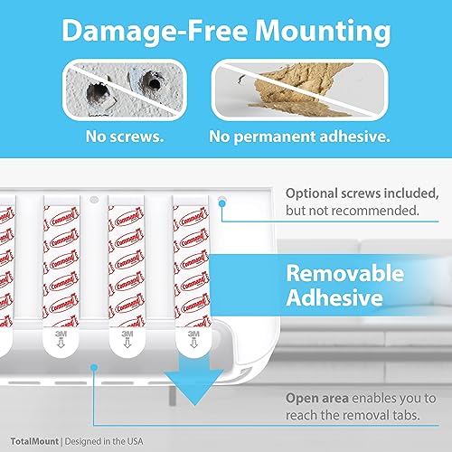 TotalMount Hole-Free Remote Holder – Eliminates Need to Drill Holes in Your Wall (Premium White Holder for 3 or 4 Remotes) - Image 4