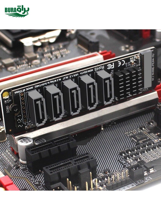 BURAQ M.2NVME-PCIE X4 / X8 / X16 Rotor SATA5 Port Transfer Card JMB585 Chip  - Image 4
